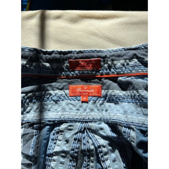 Facconable Mens Striped poplin Button-Down Shirt M Blue & White 100% Cotton - Picture 5 of 5